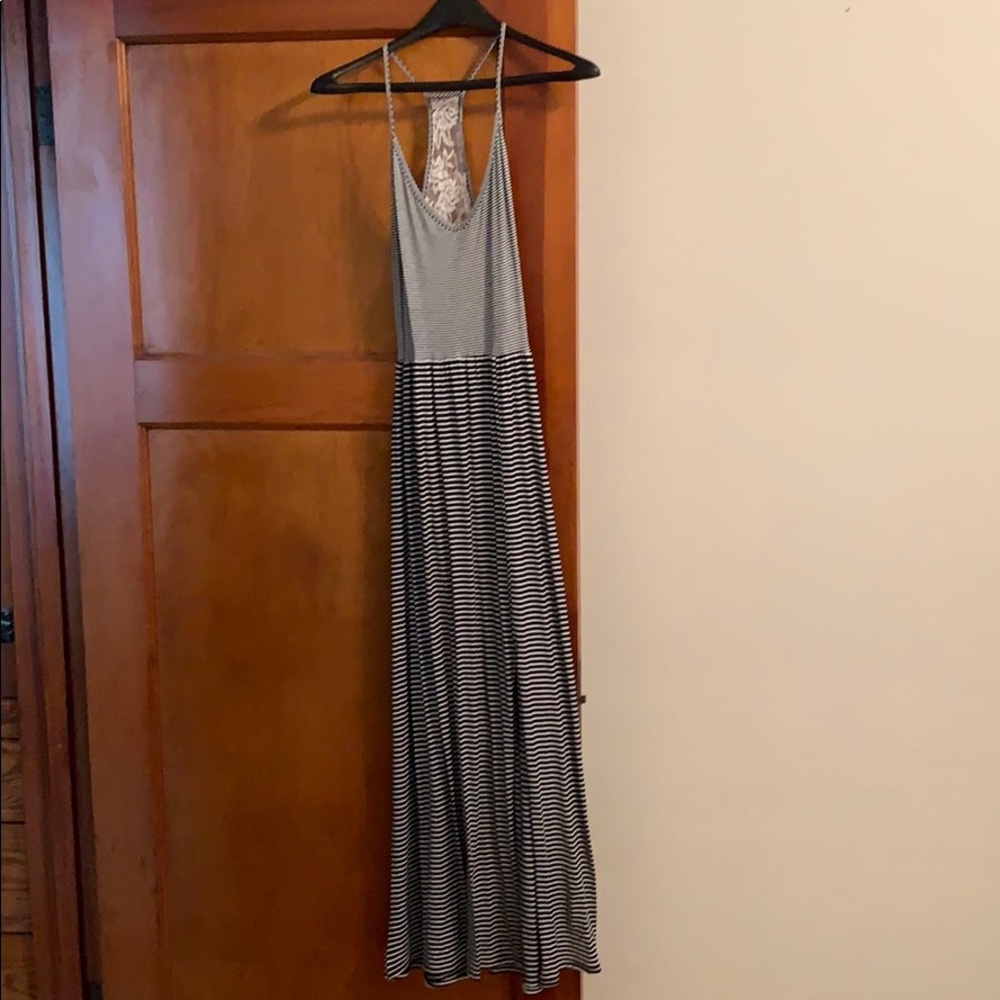 Black & White Striped Maxi Dress